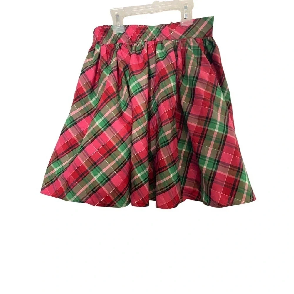 OshKosh Skirt Girls Size 10 Red Green Plaid‎ Tartan Bow Holiday Swing